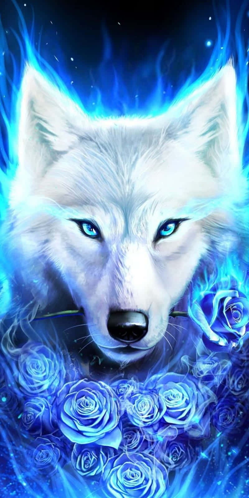 Mystical_ Blue_ Galaxy_ Wolf Wallpaper