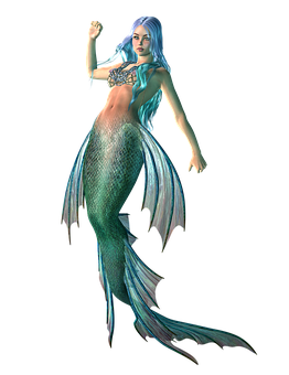 Mystical Blue Mermaid PNG