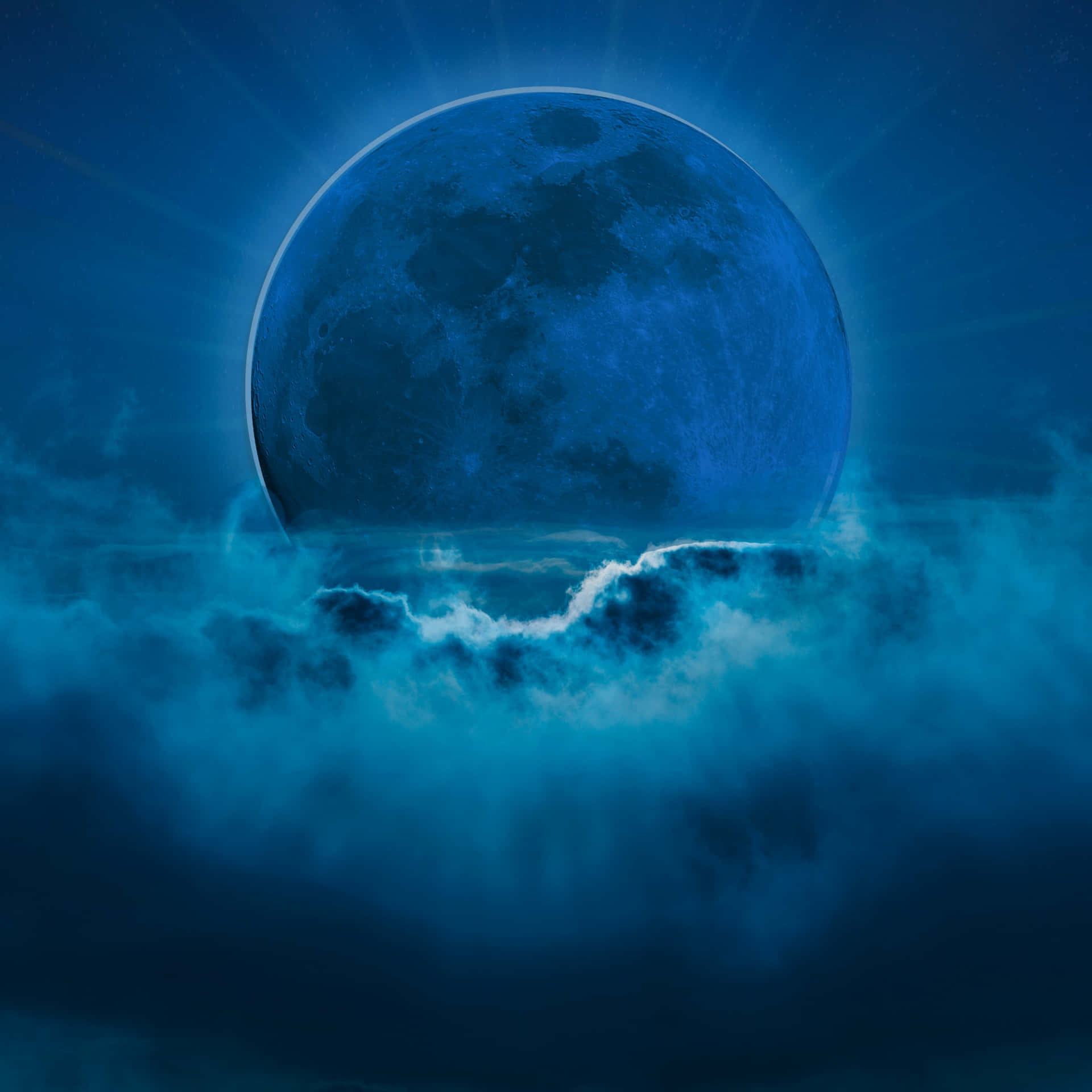 Mystical Blue Moon Illustration Wallpaper