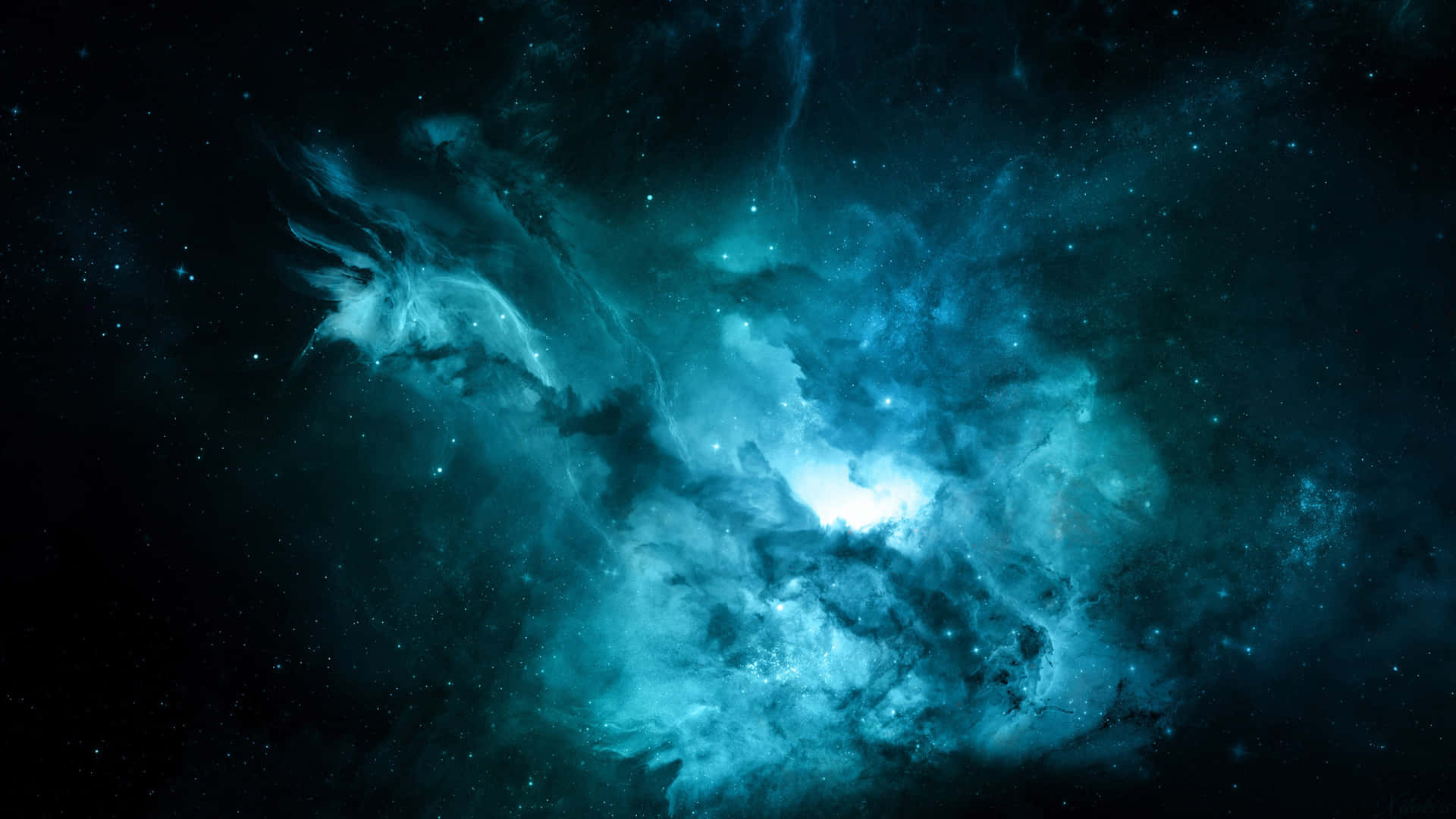 Mystical Blue Nebula Space Wallpaper