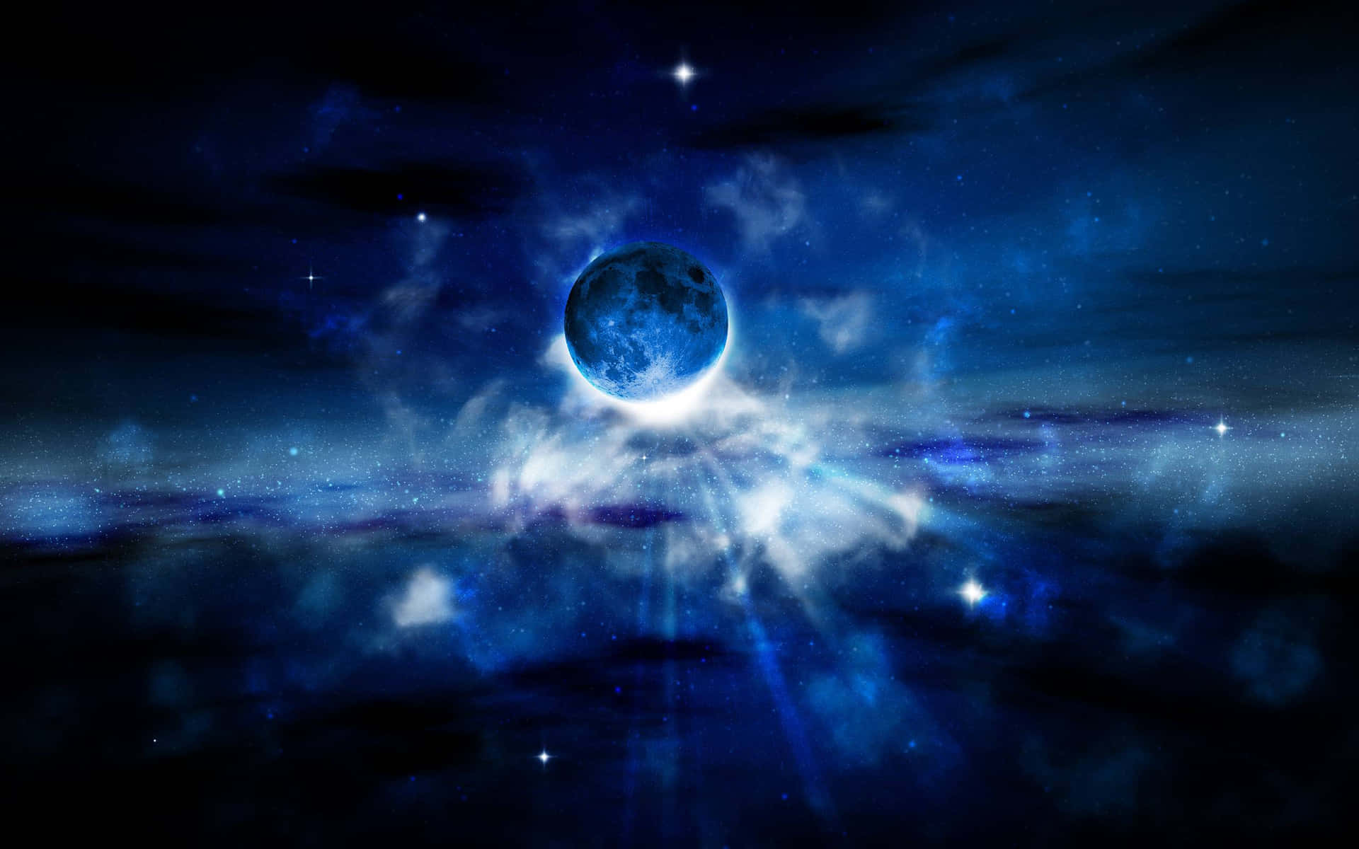 Mystical_ Blue_ Planet_ Nebula_ Background Wallpaper