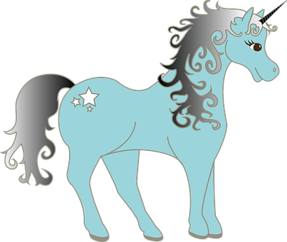 Mystical_ Blue_ Unicorn PNG