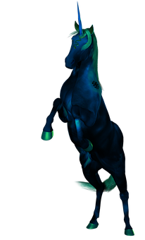 Mystical Blue Unicorn Standing PNG