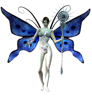 Mystical Butterfly Winged Fairy PNG
