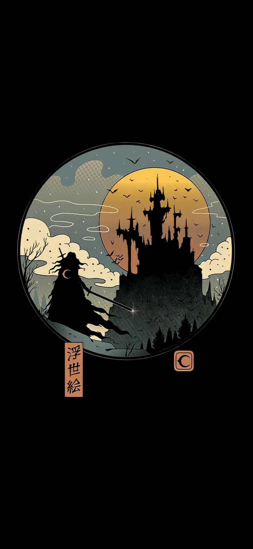 Mystical_ Castle_ Moonlight_ Illustration Wallpaper