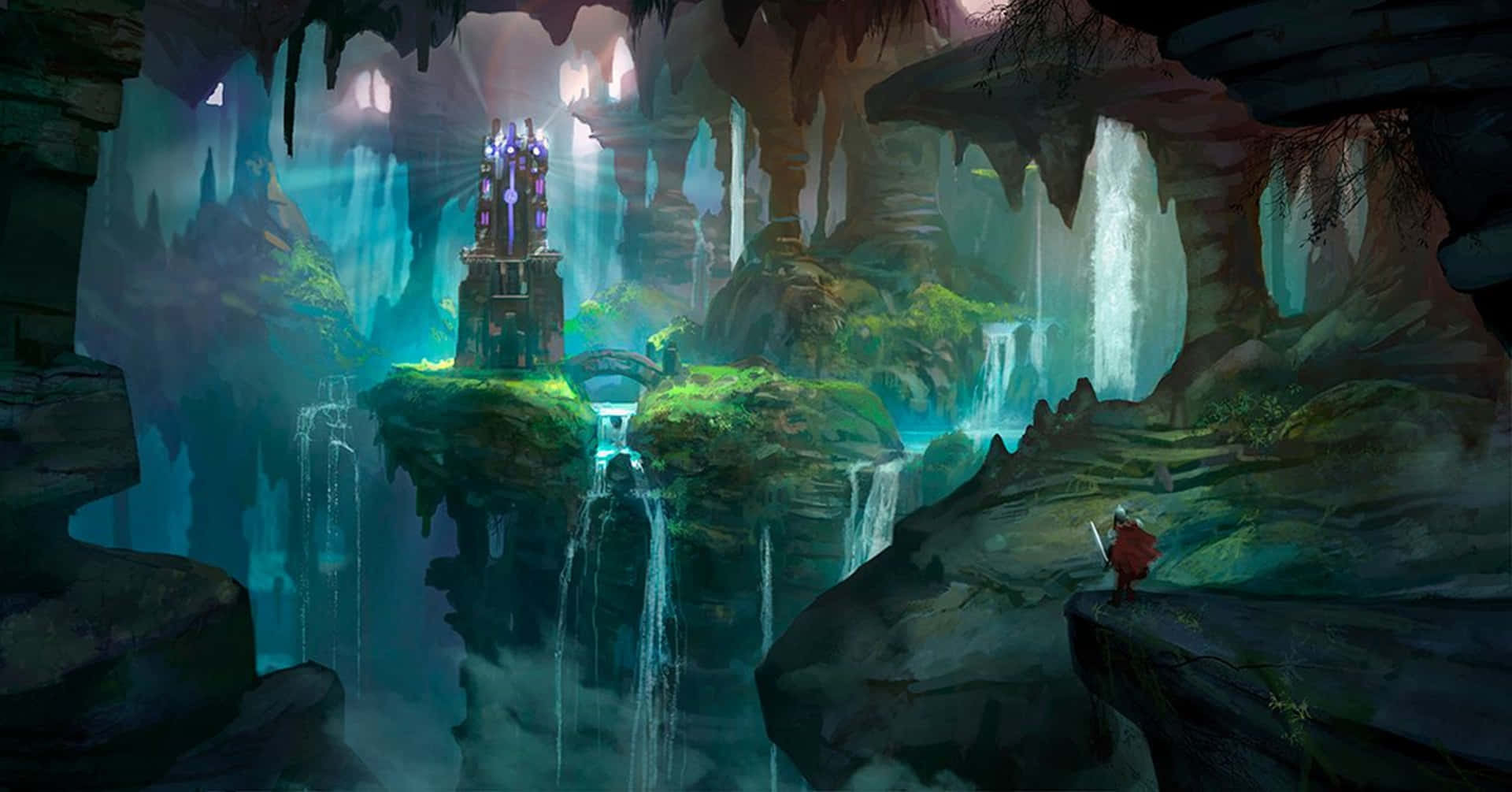 Mystical_ Cavern_ Waterfalls Wallpaper