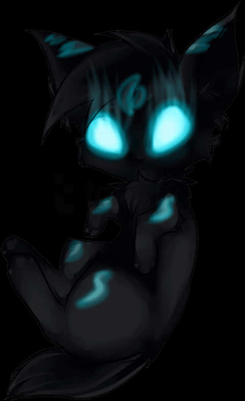 Mystical Chibi Creature Glowing Eyes PNG