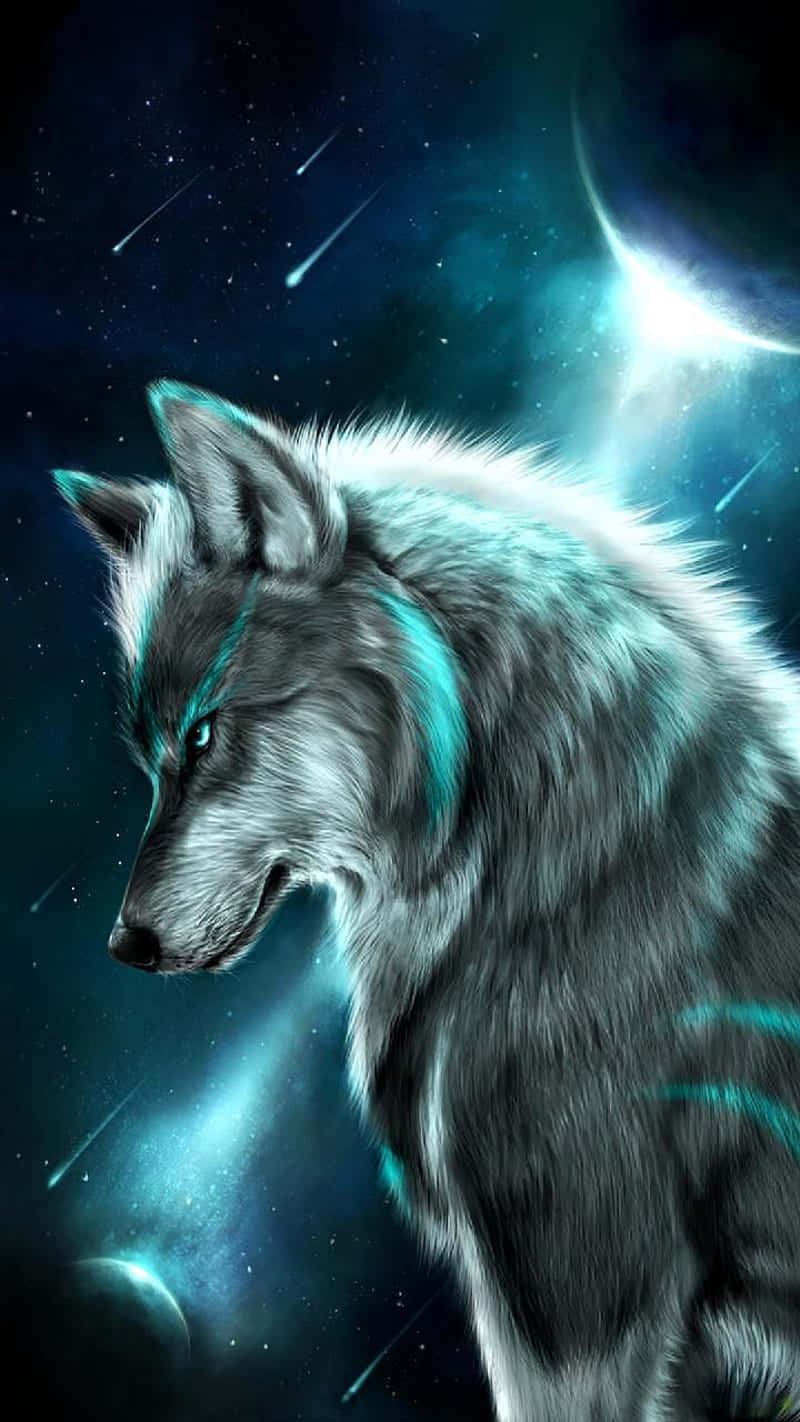 Mystical Cosmic Wolf Wallpaper