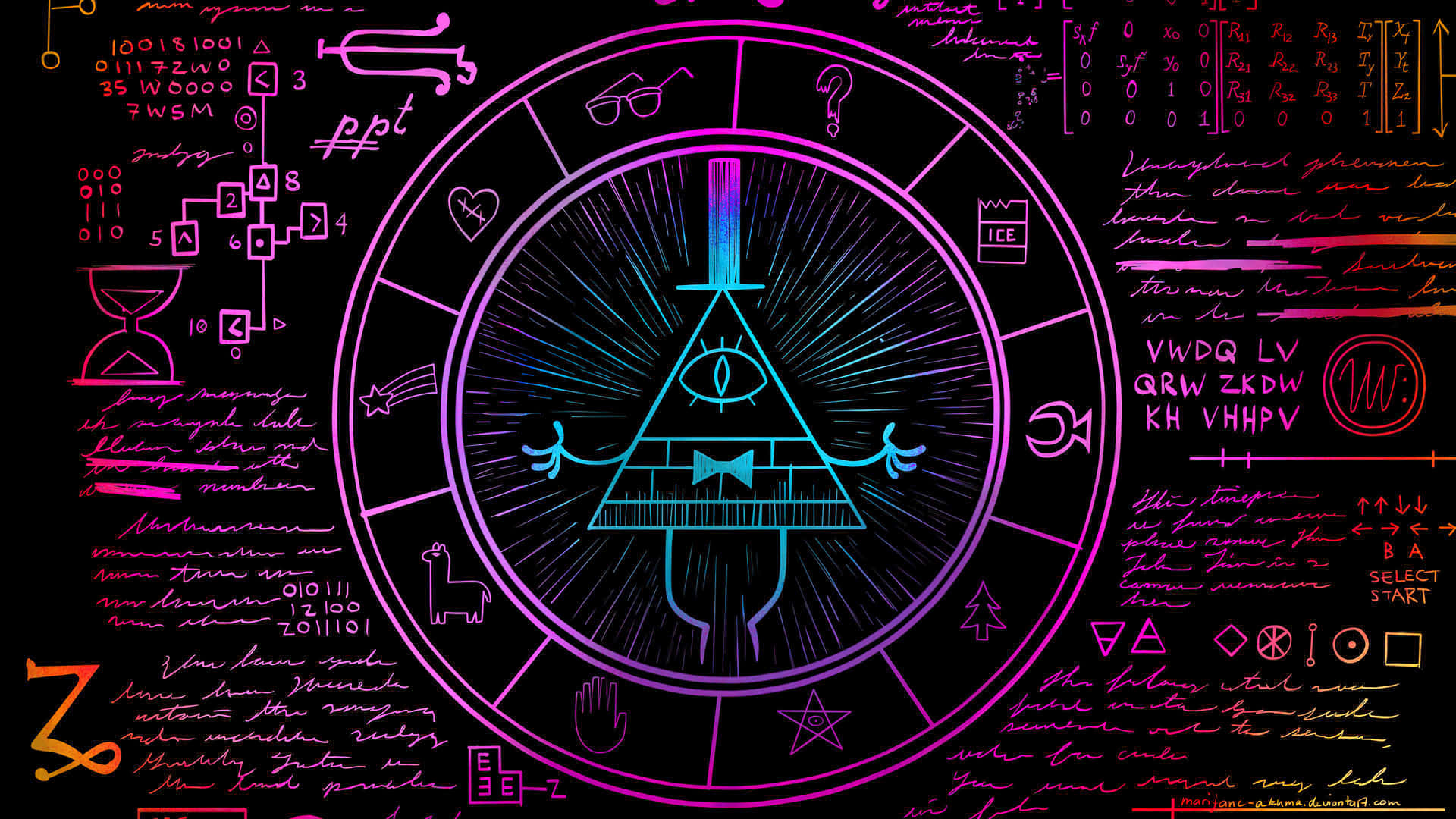 Mystical_ Cyber_ Glyphs_ Background Wallpaper