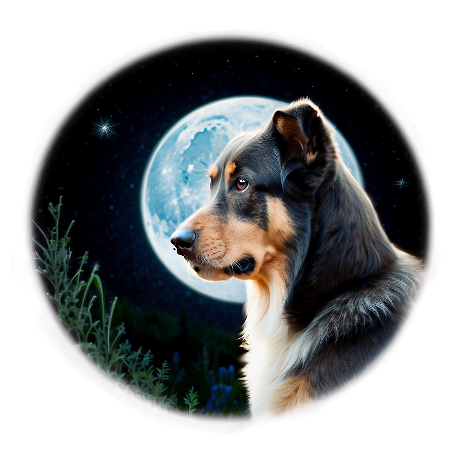 Mystical Dog Face In Moonlight Png Els PNG