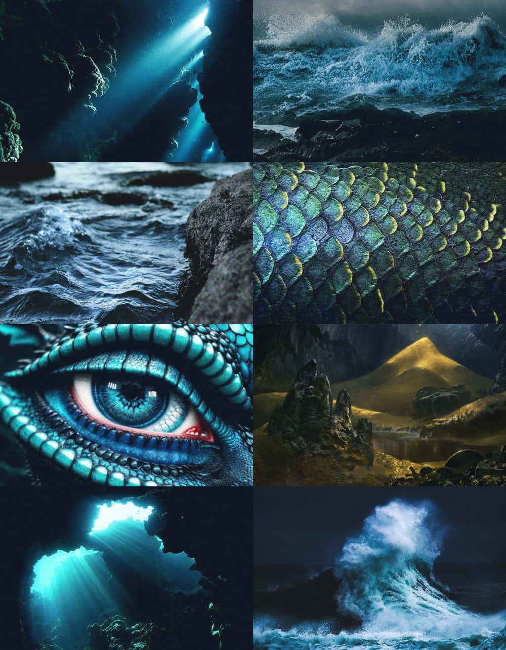Mystical Dragon Elements Collage Wallpaper