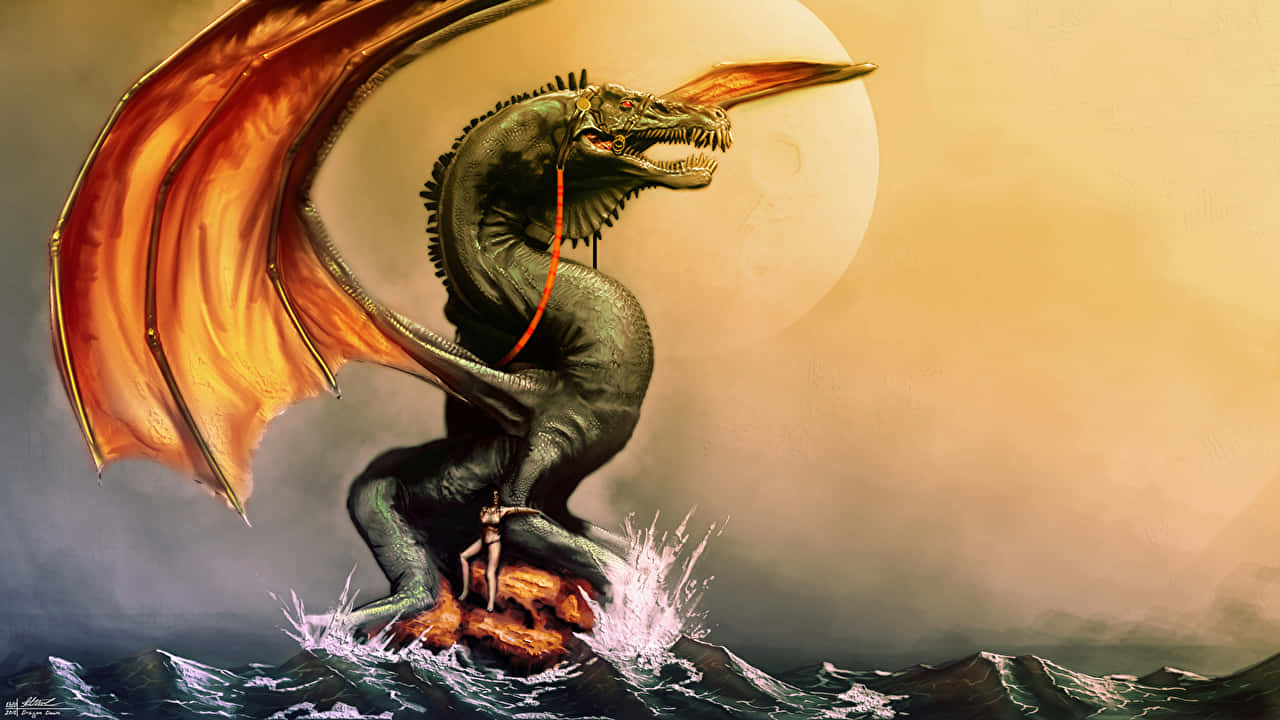 "Gaze Upon the Mystical Dragon" Wallpaper