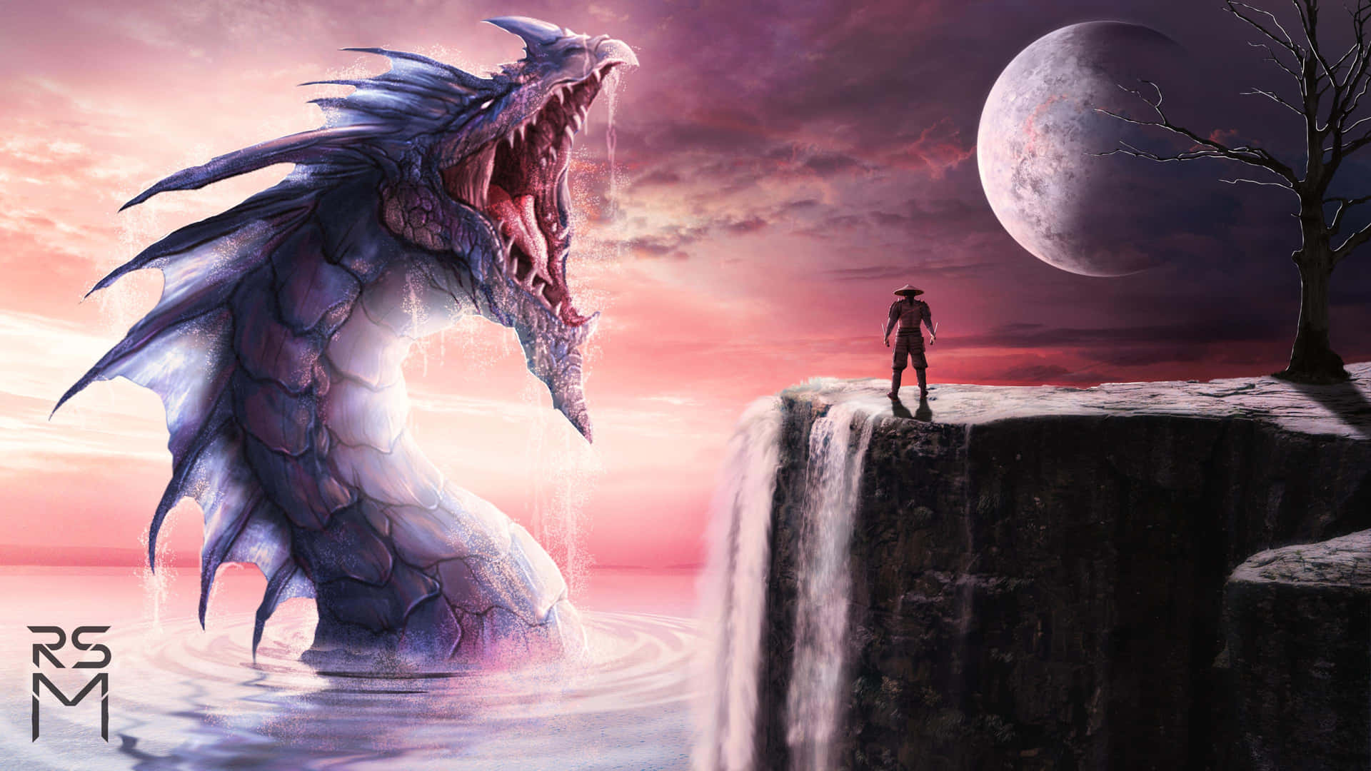 A Mystical Dragon Breathes Fire Wallpaper