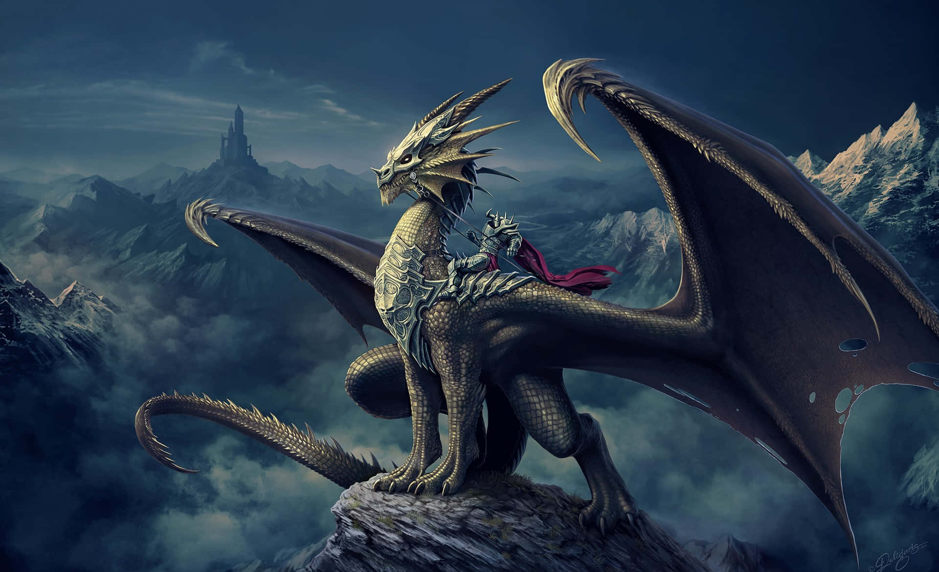 The Mystical Dragon Soars Through the Air Wallpaper