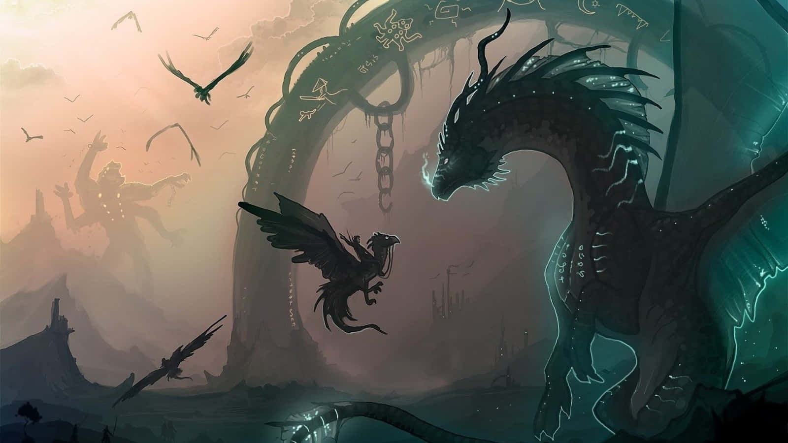Mystisk Dragon Vågn Op Wallpaper