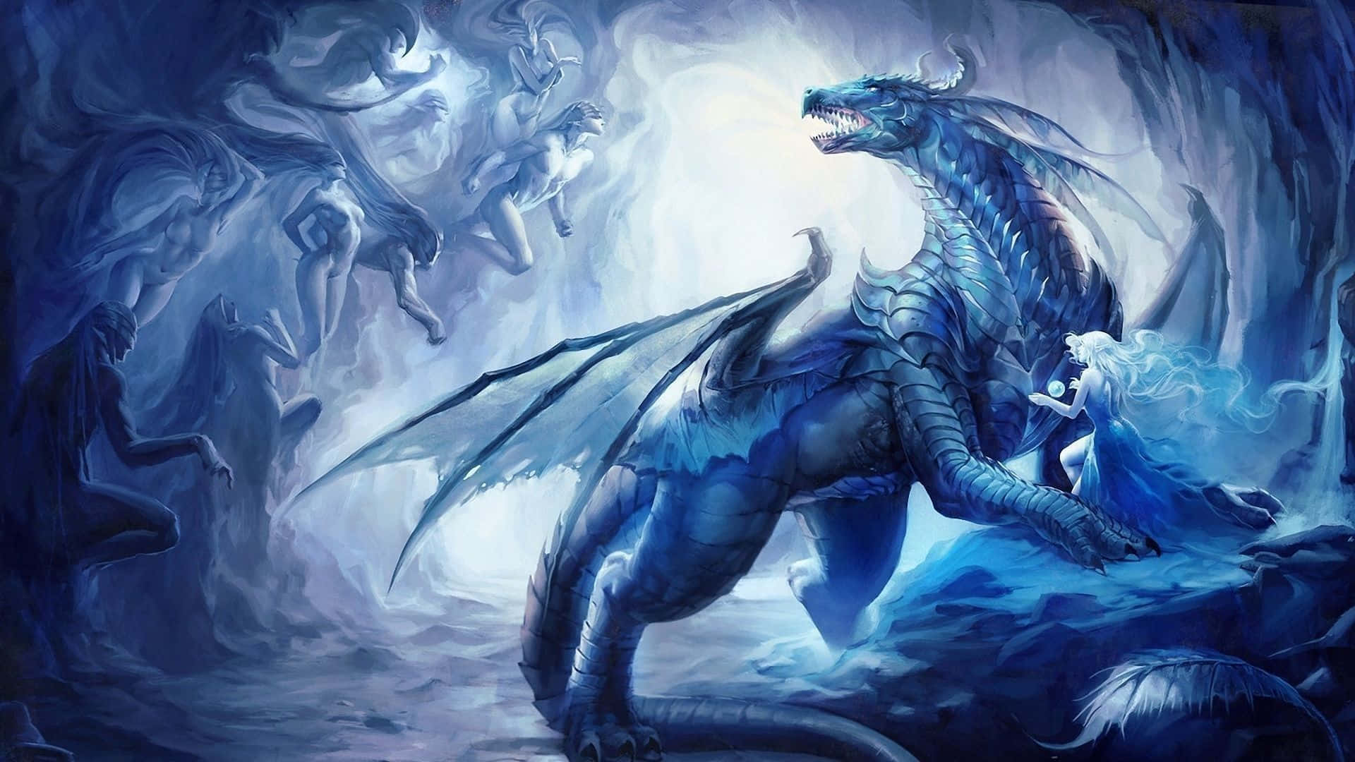 "Mystical Dragon - Flying through a fantasy world" Wallpaper