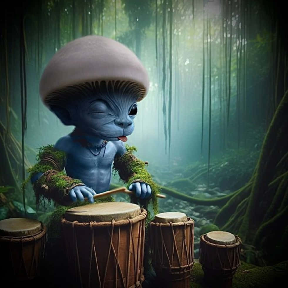 Mystical Drummer Creature Forest Wallpaper