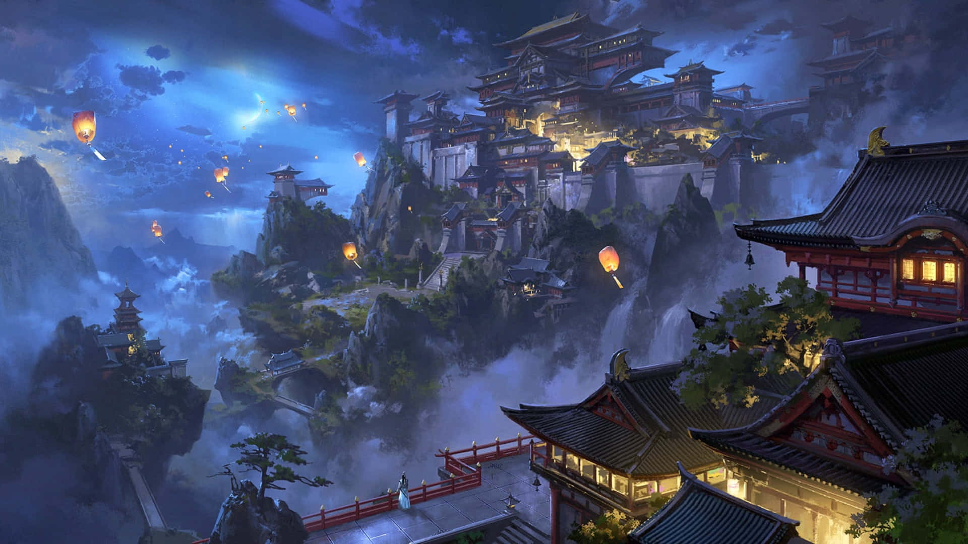 Mystical_ Eastern_ Fantasy_ Cityscape Wallpaper