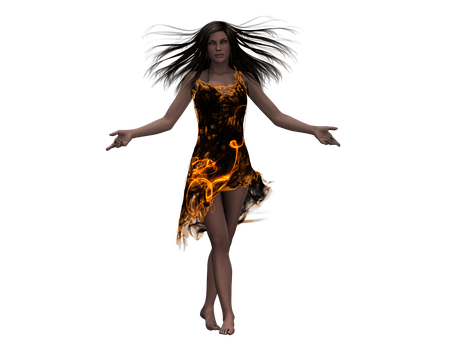 Mystical_ Fire_ Dress_ Woman PNG