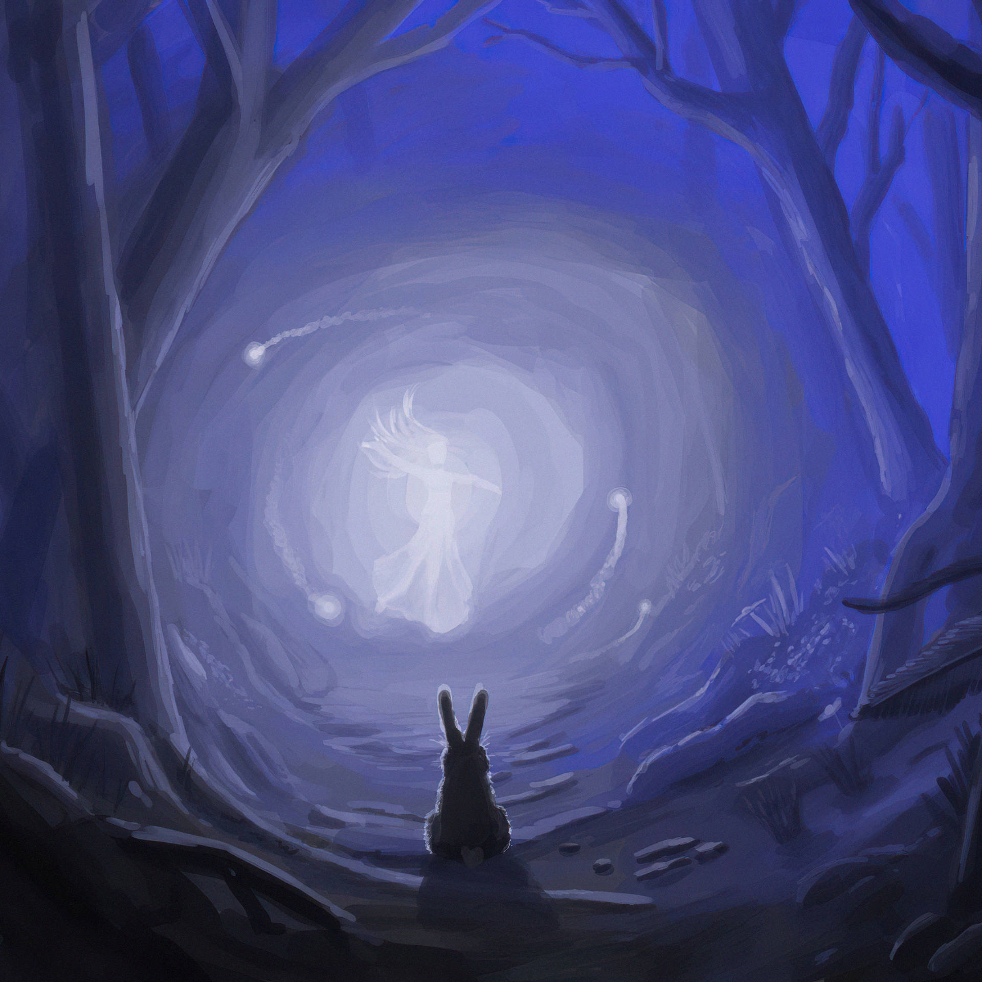 Mystical Forest Rabbit Wallpaper