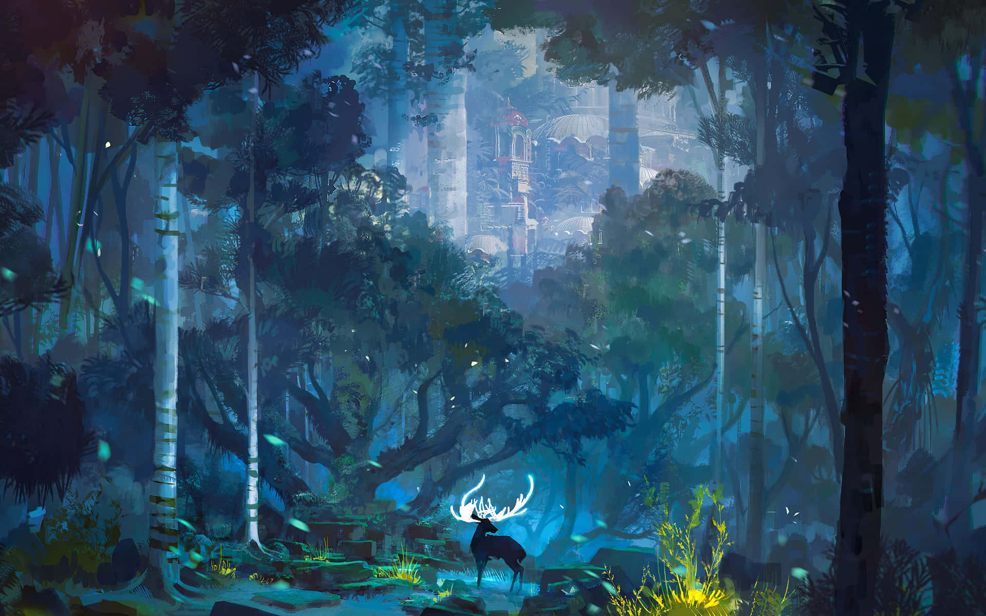 Mystical_ Forest_ Cityscape Wallpaper