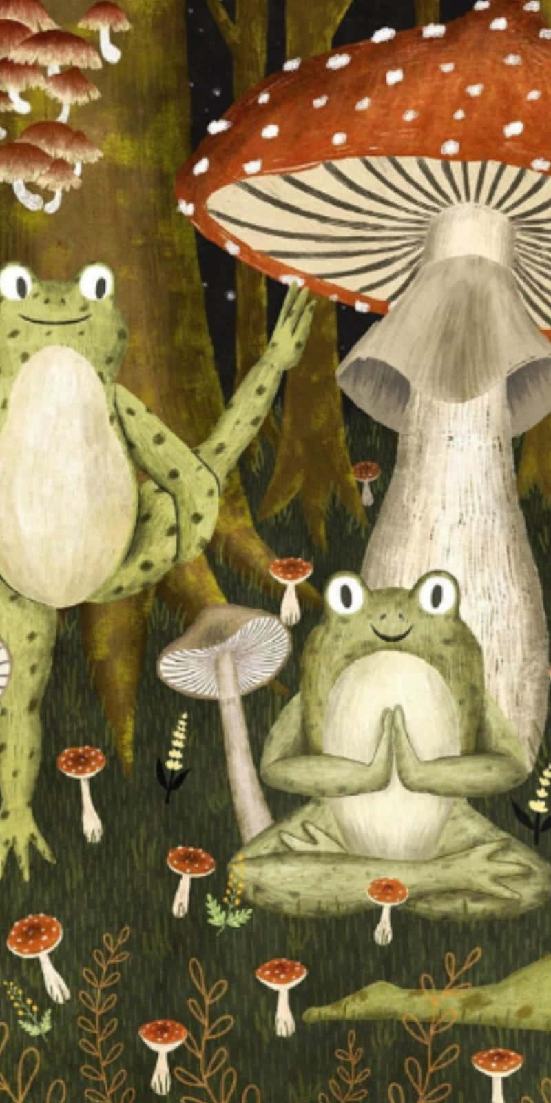 Mystical_ Frog_ Forest_ Illustration Wallpaper