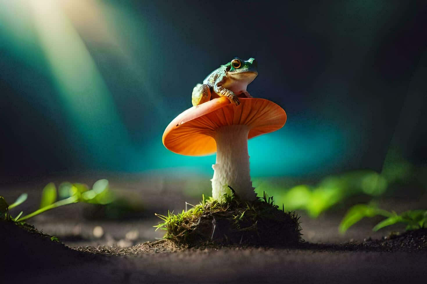 Mystical Frogon Mushroom Wallpaper