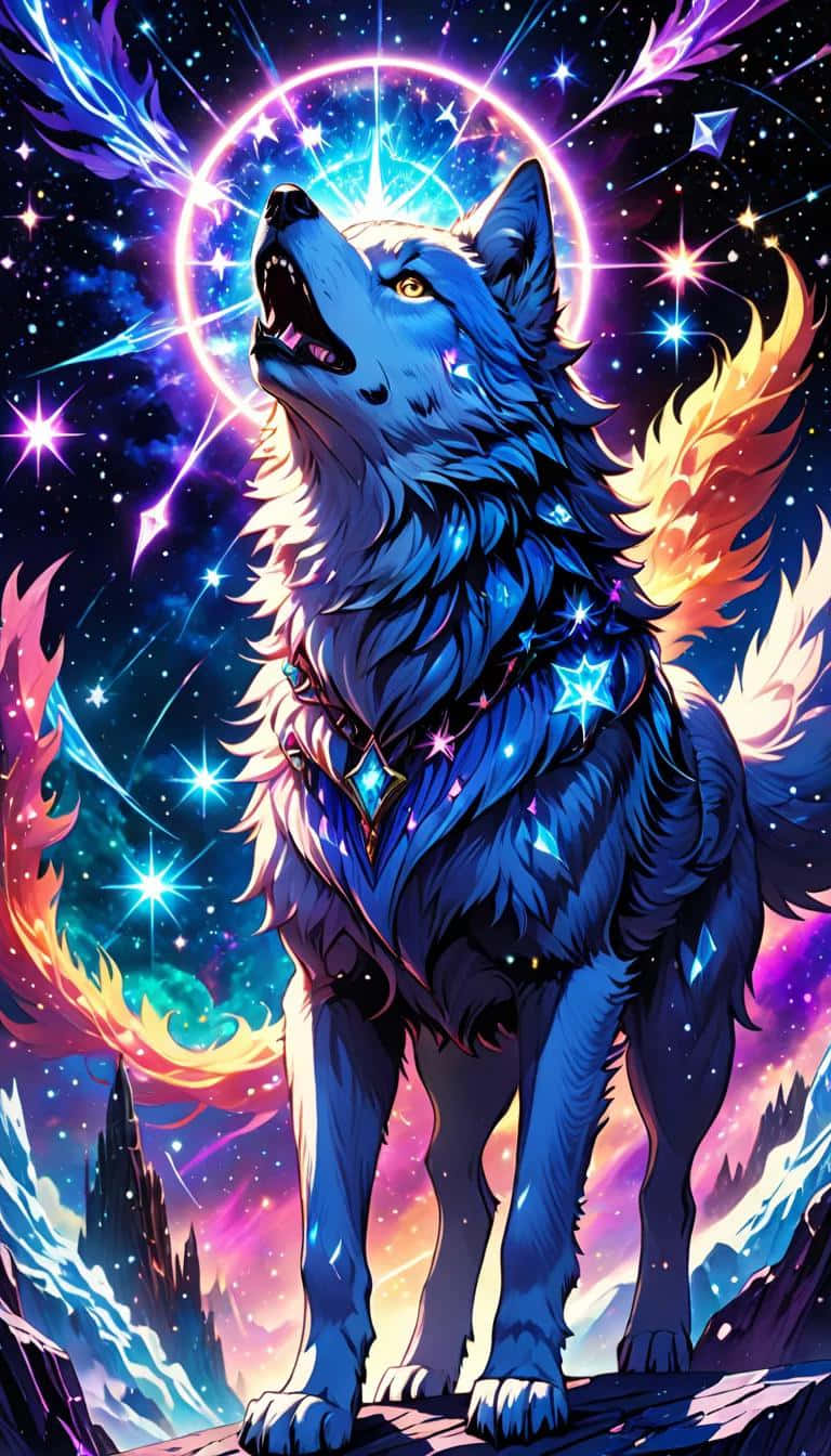 Mystical Galaxy Wolf Art Wallpaper