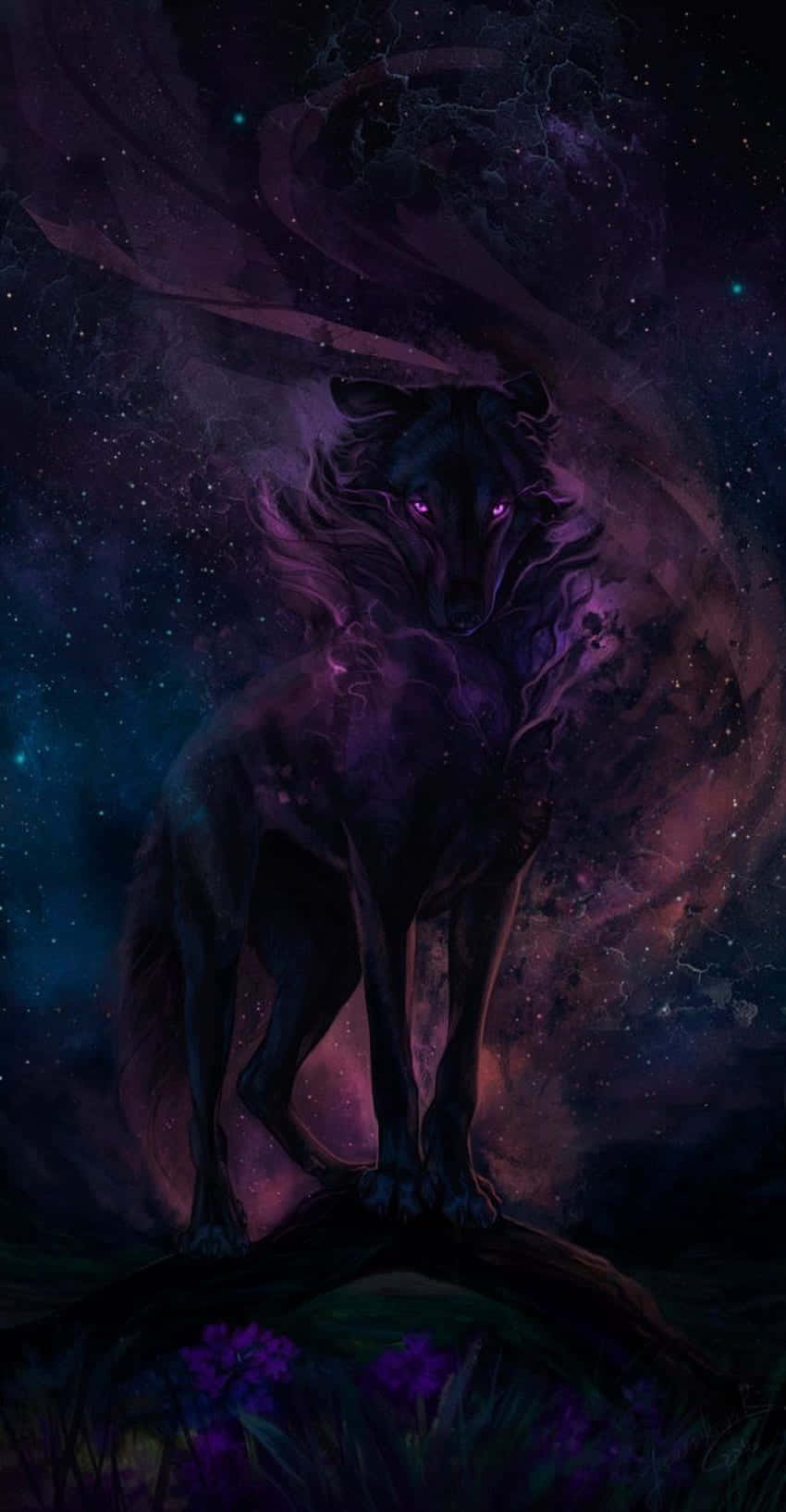 Download Mystical_ Galaxy_ Wolf_ Artwork Wallpaper | Wallpapers.com