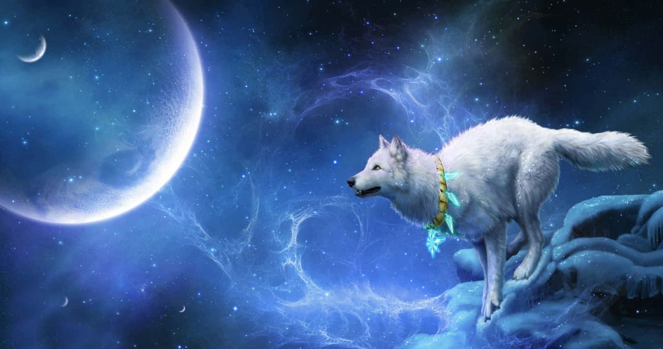 Download Mystical Galaxy Wolf Fantasy Art Wallpaper | Wallpapers.com