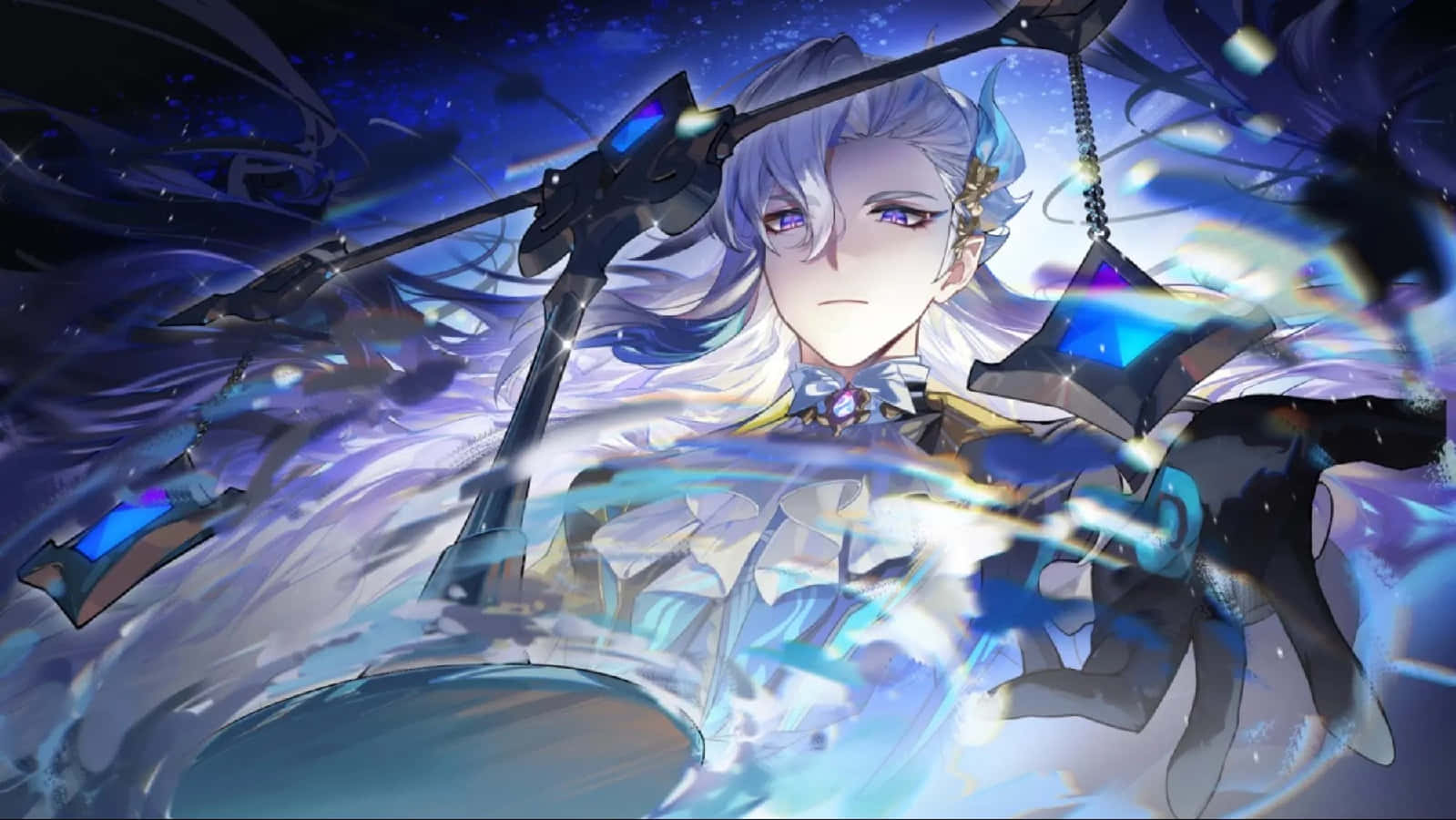 Mystical Knight Under Starry Sky Wallpaper