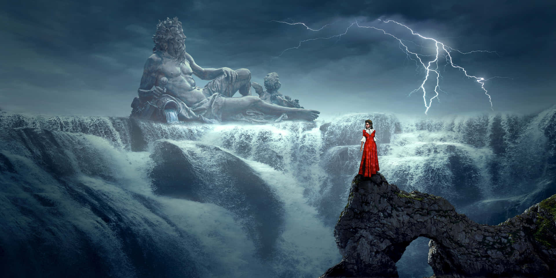 Mystical Woman On A Cliff Wallpaper