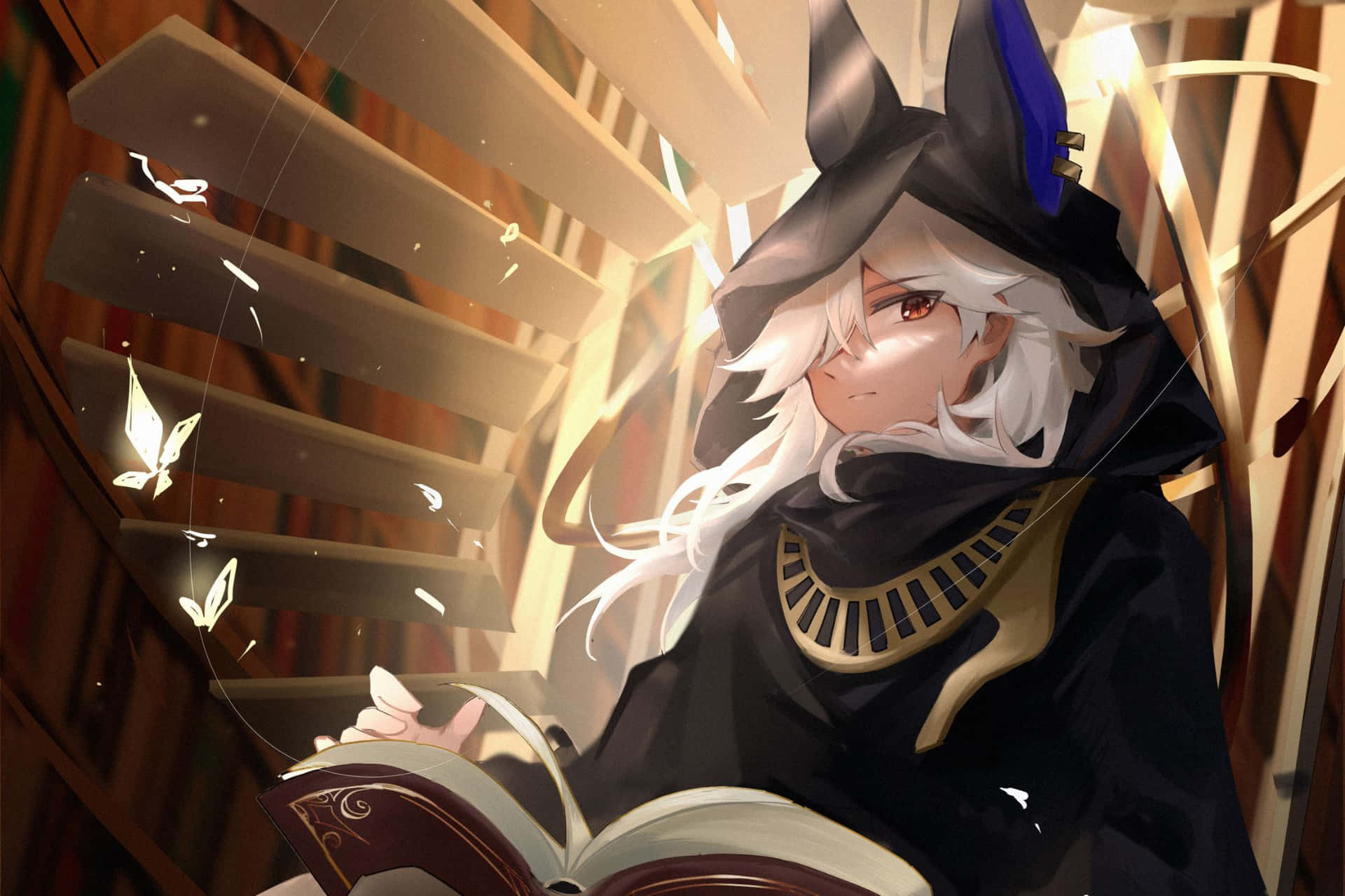 Mystical Librarian Anime Character Wallpaper