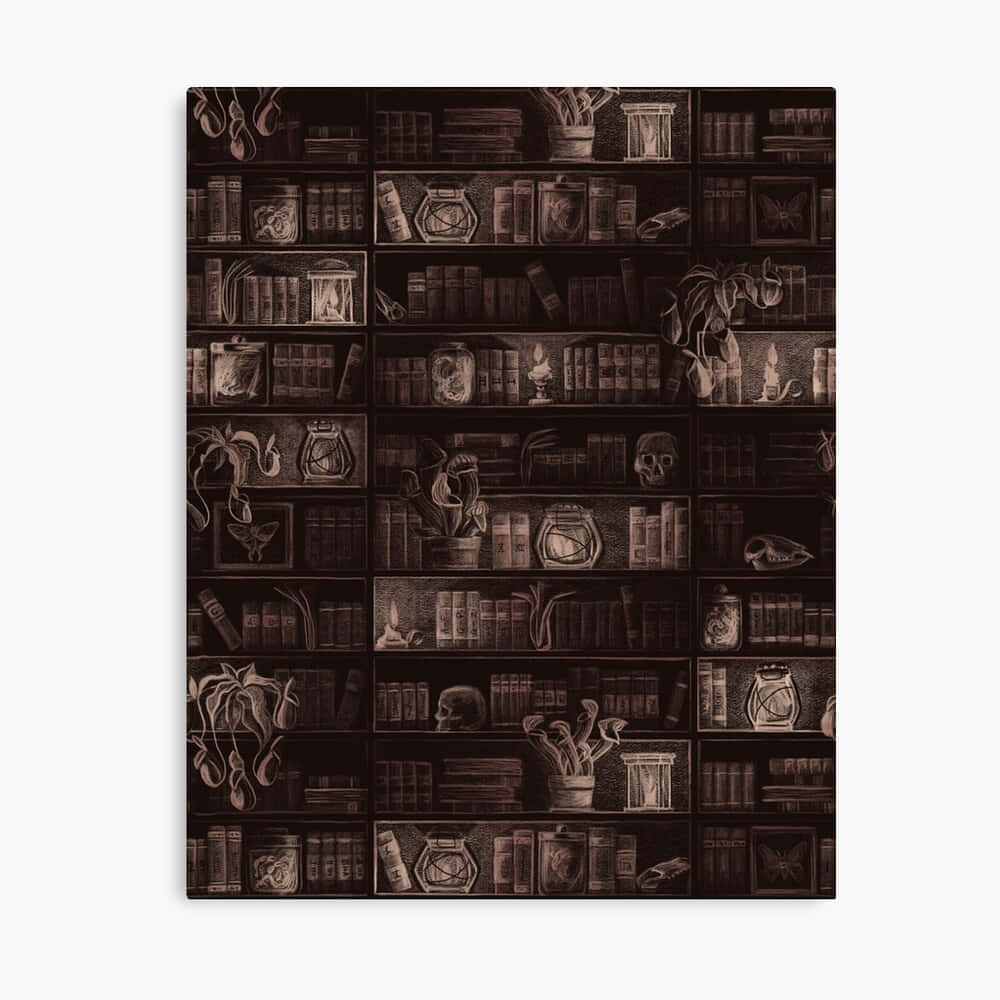Mystical Library Dark Aesthetic Wallpaper