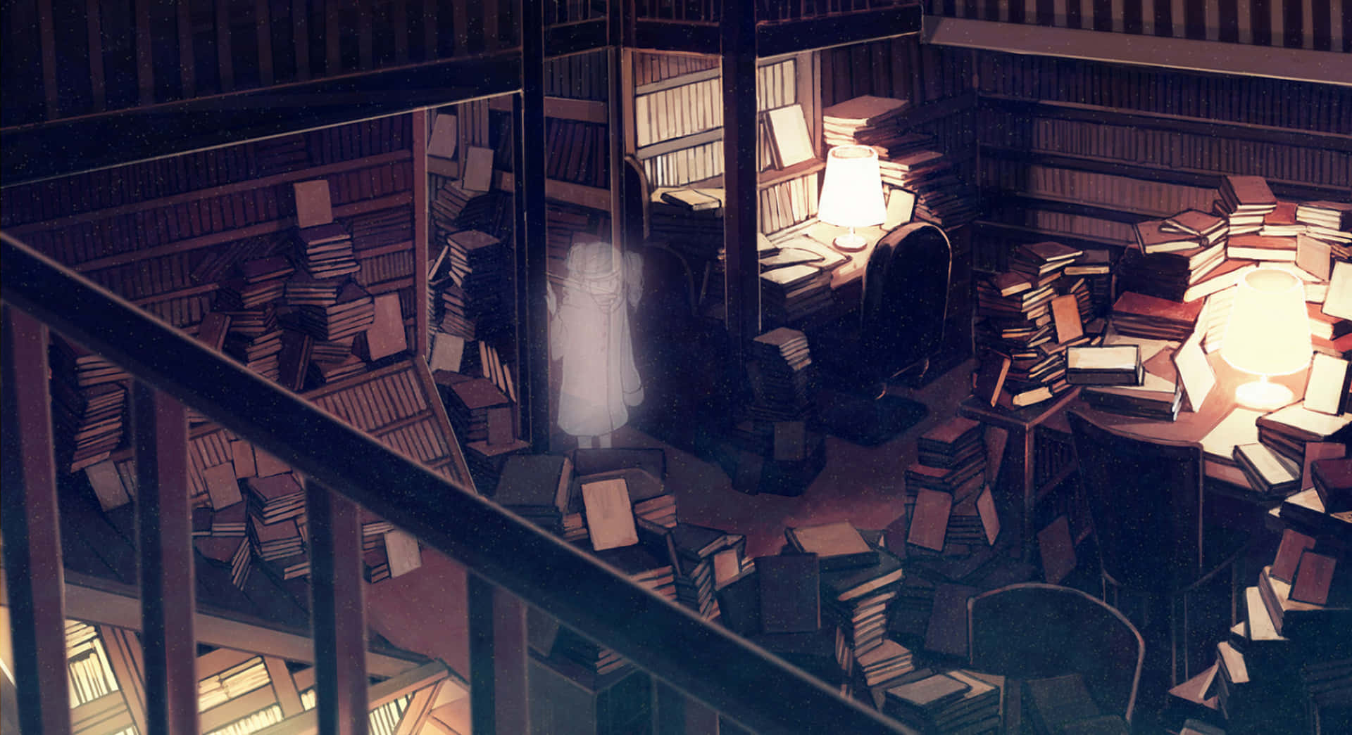 Mystical Library Night Wallpaper