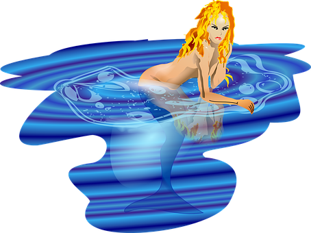 Mystical Mermaid Emerging From Water PNG