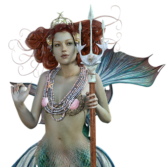 Mystical_ Mermaid_with_ Trident PNG