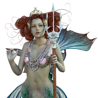 Mystical Mermaidwith Trident PNG