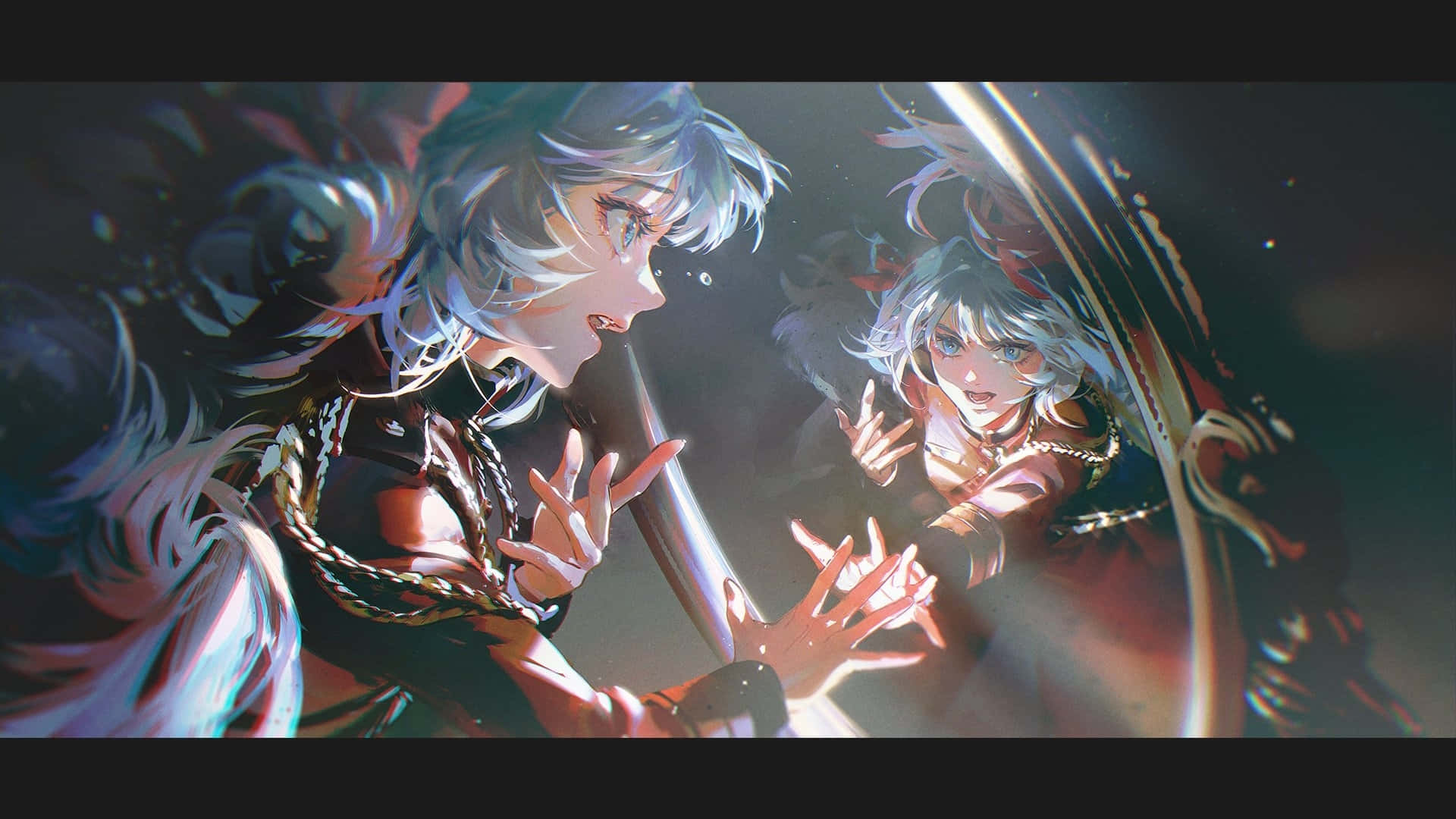 Mystical_ Mirror_ Reflection_ Anime_ Art Wallpaper