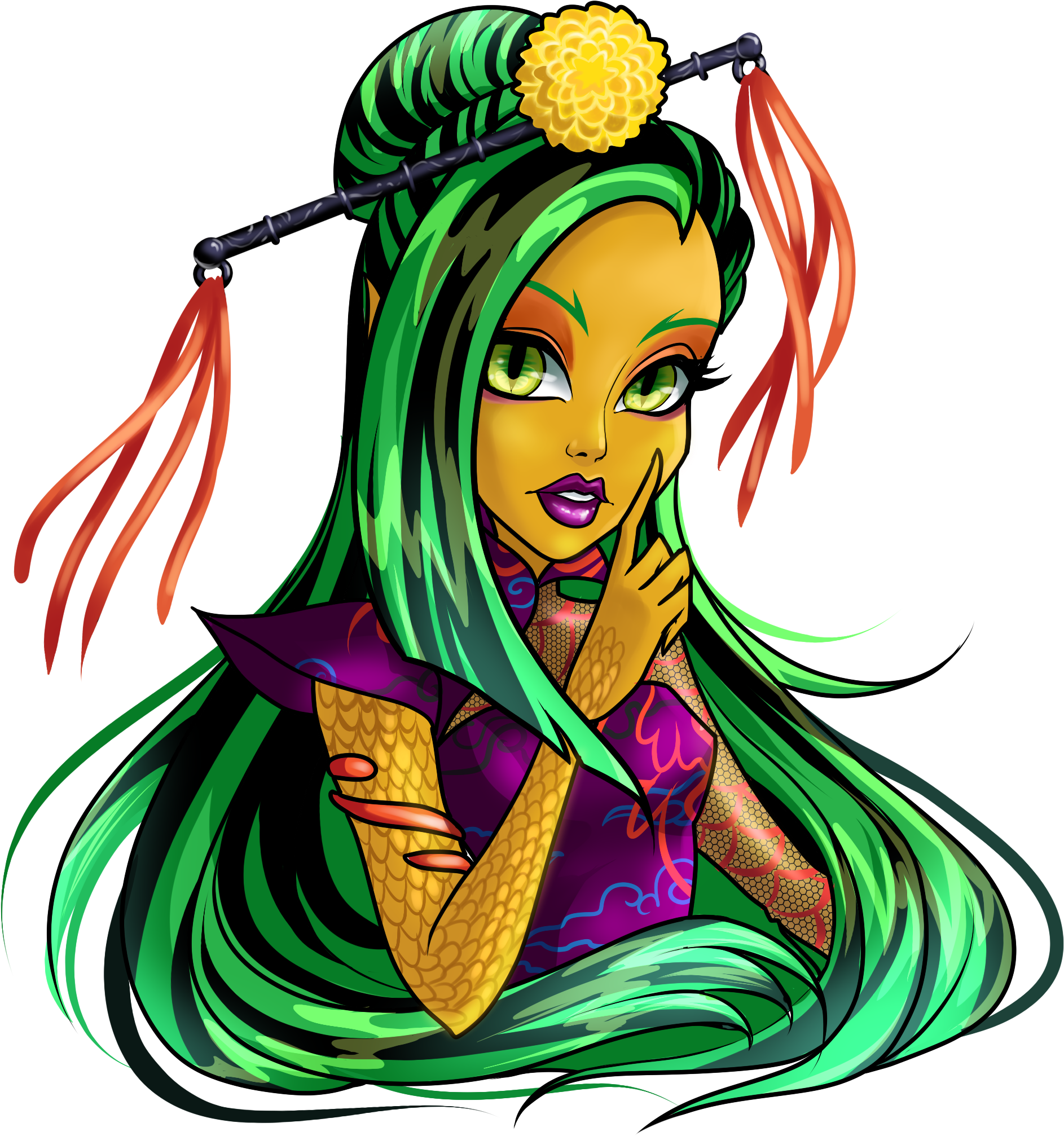 Mystical Monster Girl Illustration PNG