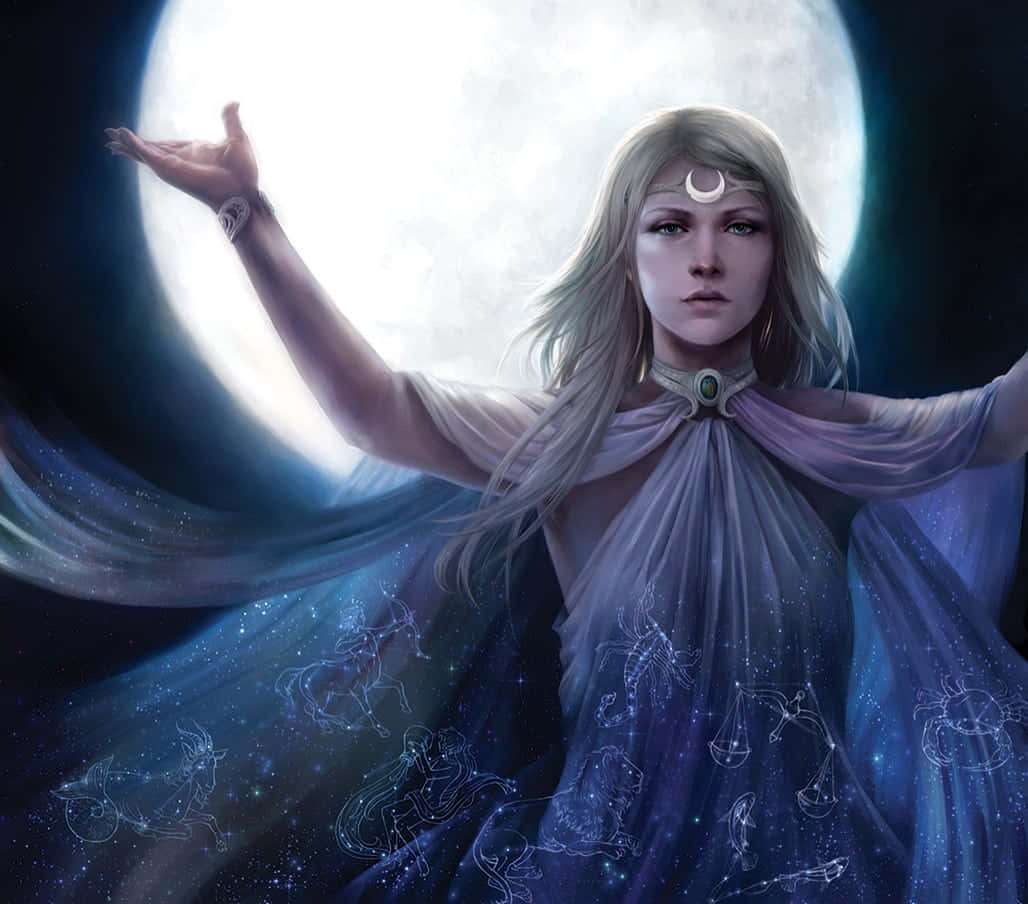 Mystical Moon Goddess Art Wallpaper