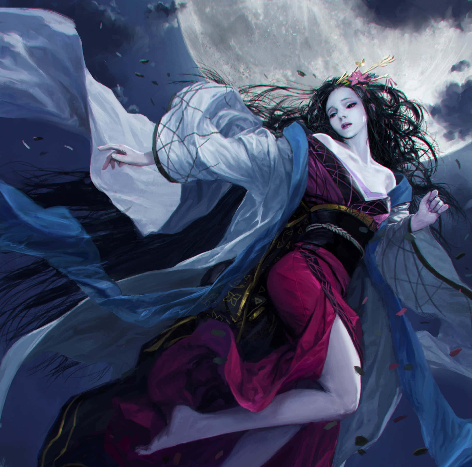 Mystical Moon Goddess Art Wallpaper