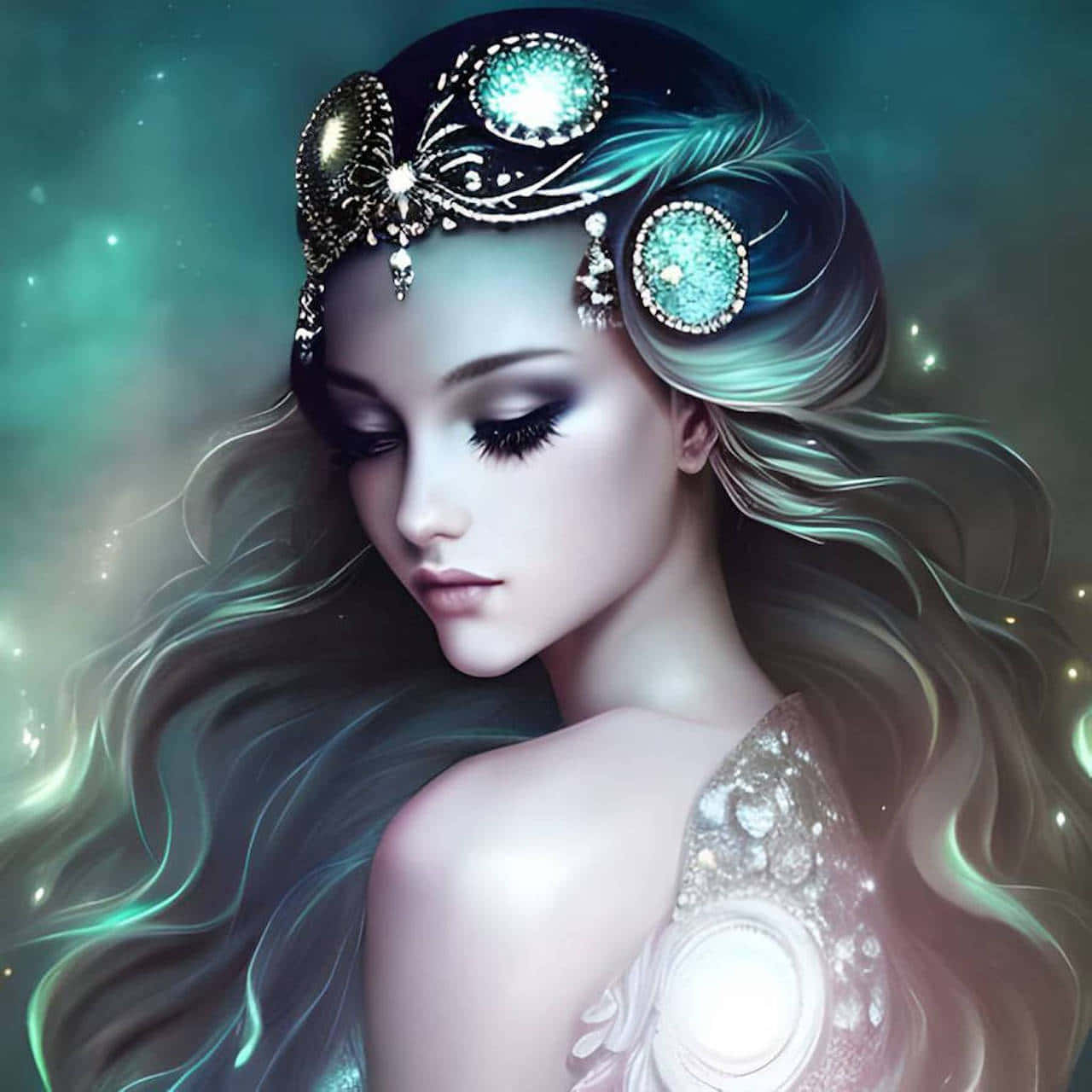 Mystical Moon Goddess Artwork Wallpaper