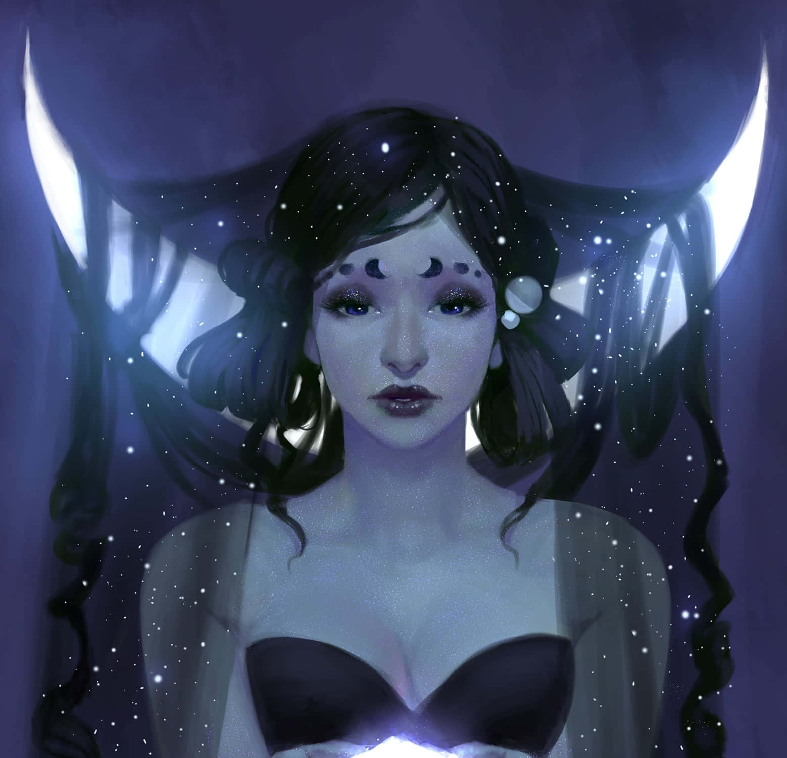 Mystical Moon Goddess Portrait Wallpaper