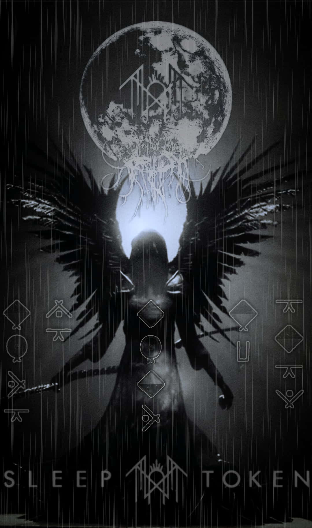 Mystical_ Moonlit_ Figure_with_ Symbols Wallpaper