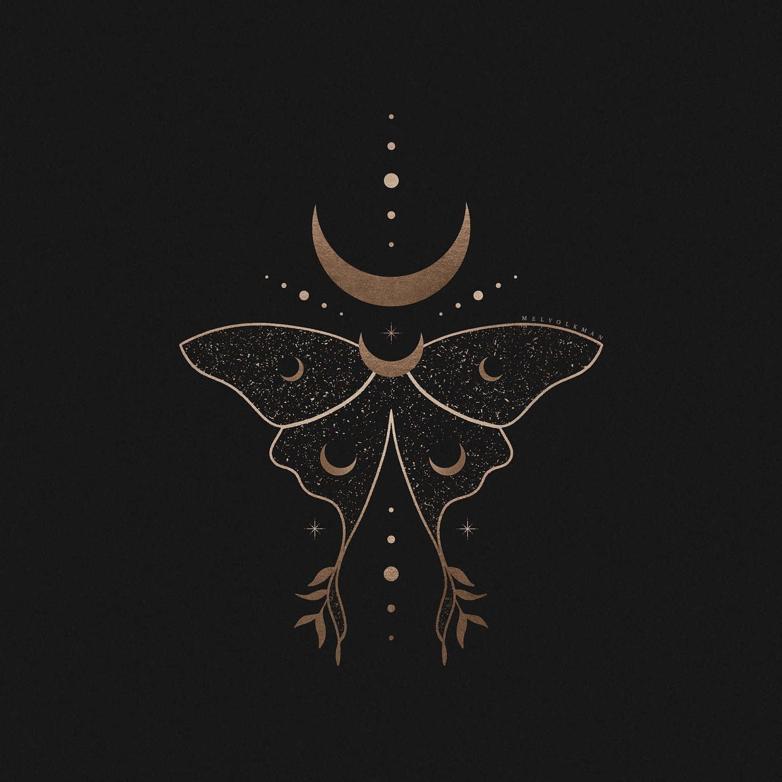 Mystical_ Moth_and_ Crescent_ Moon_ Art Wallpaper