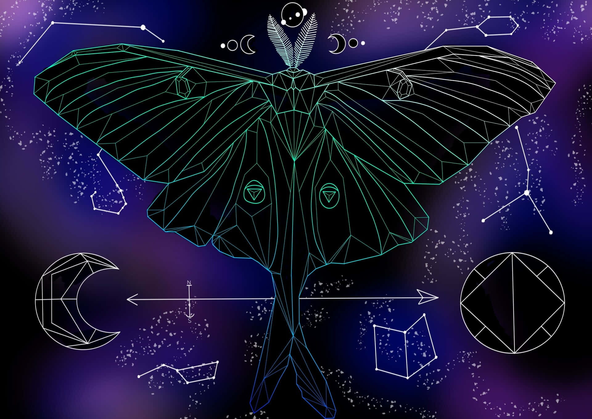 Mystical_ Moth_ Geometric_ Art Wallpaper