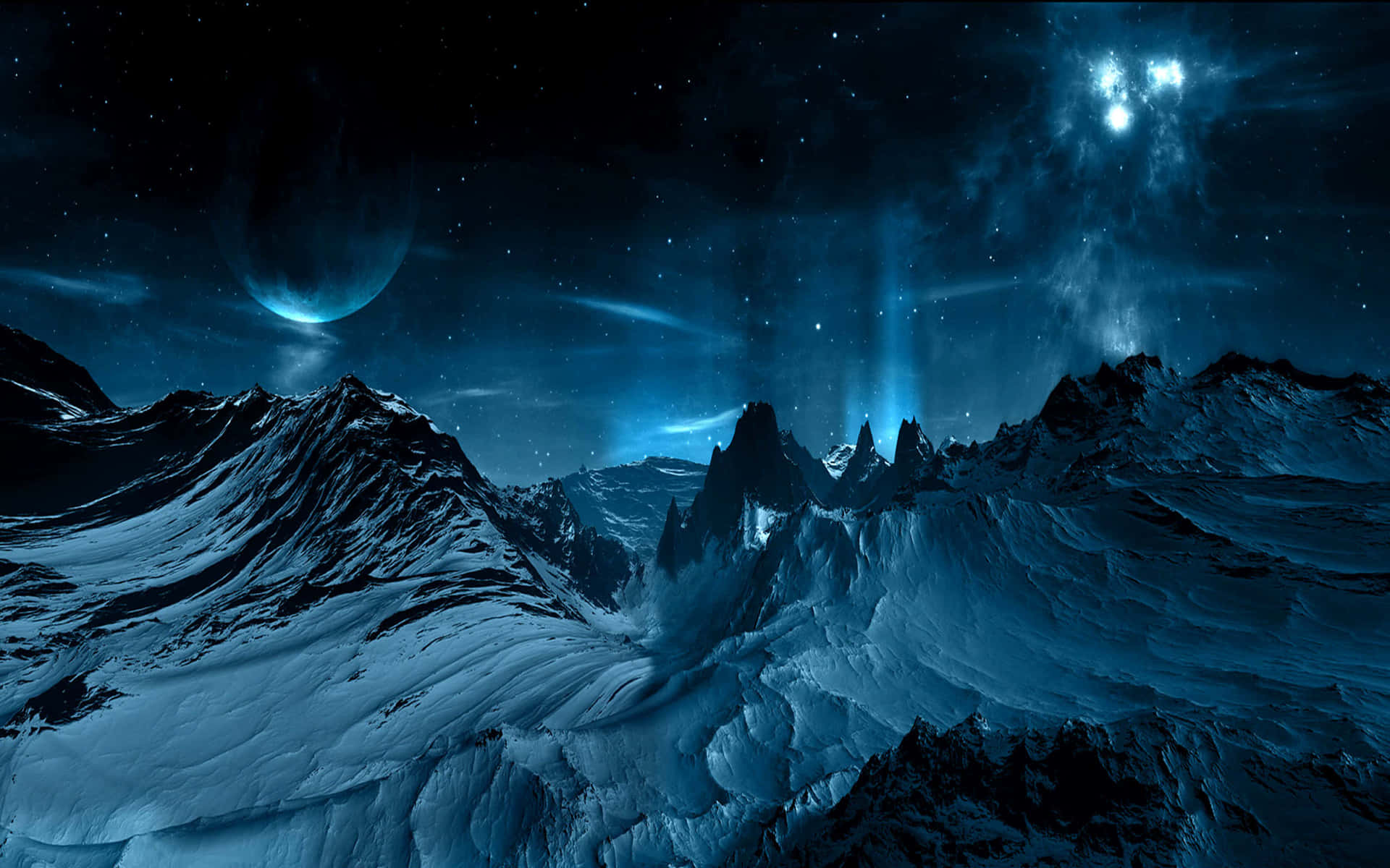 Mystical Mountain Nightscape Wallpaper