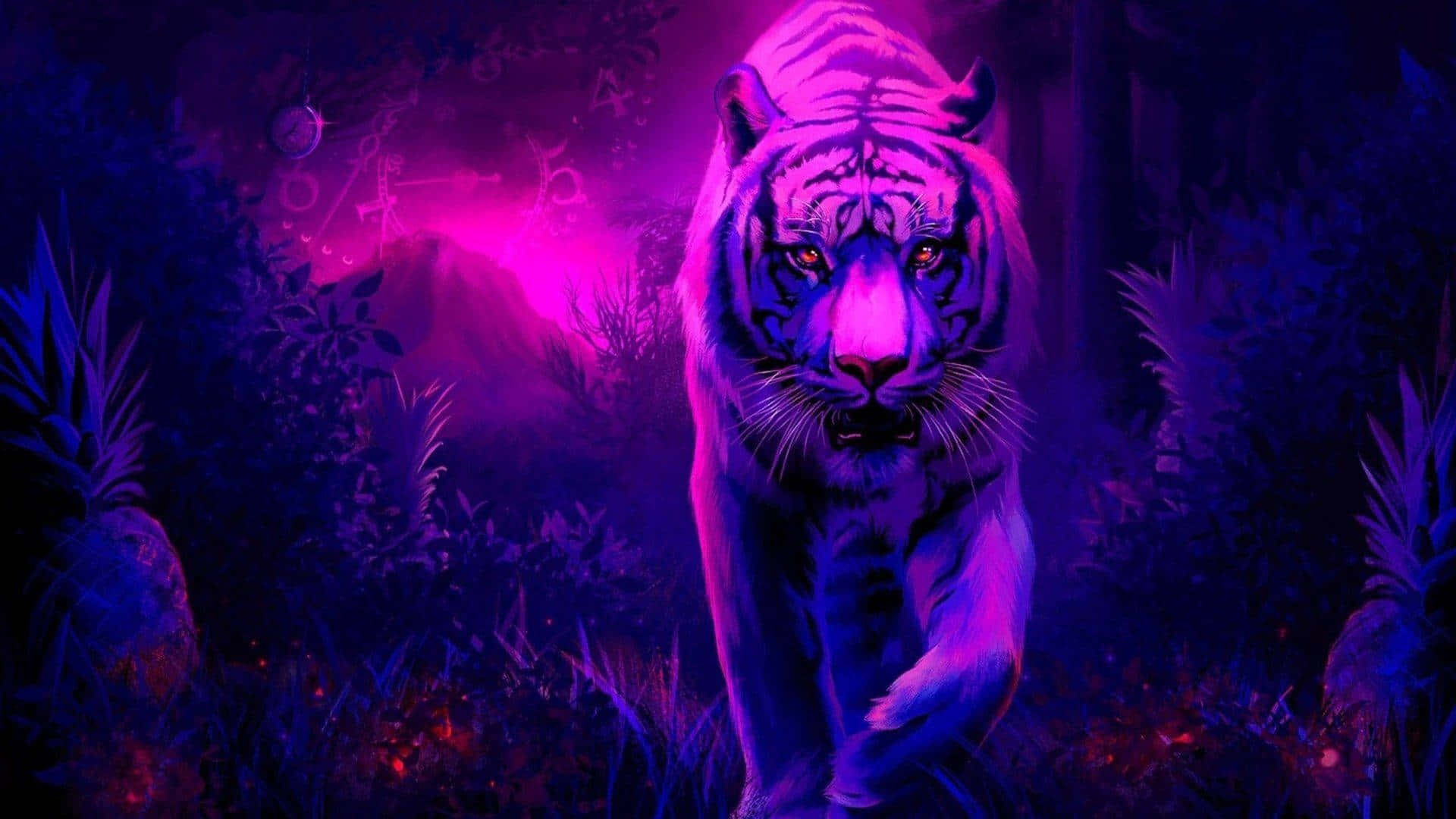Mystical_ Neon_ Tiger_ Art Wallpaper