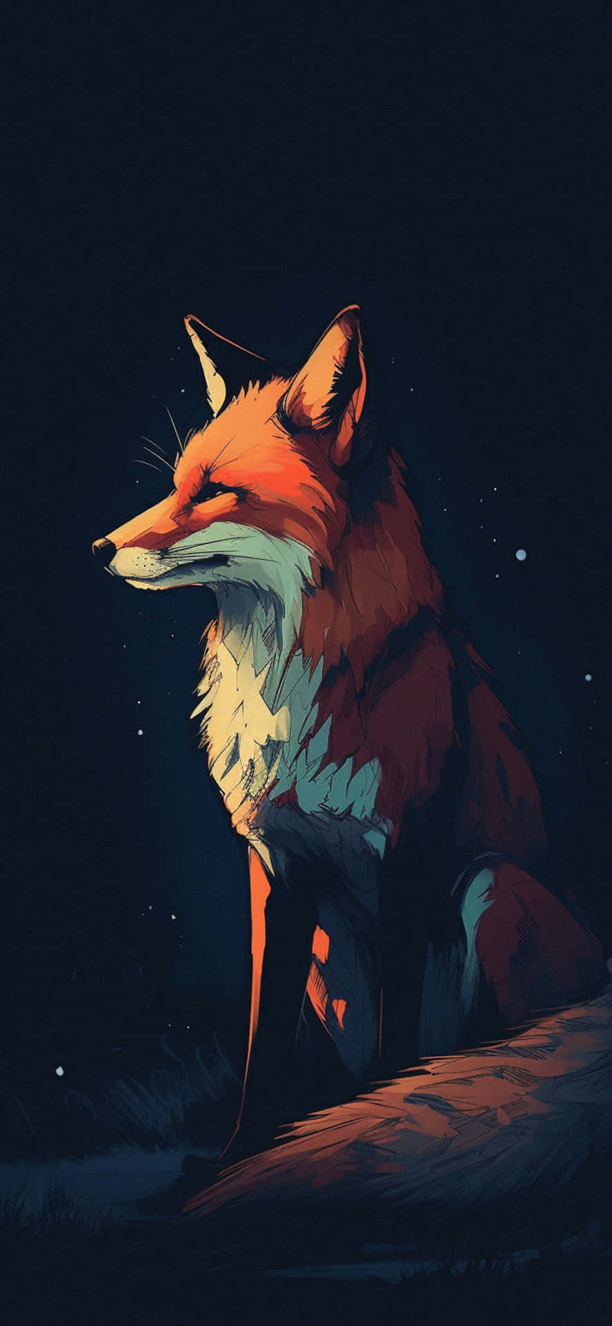Mystical Nighttime Fox Art Wallpaper